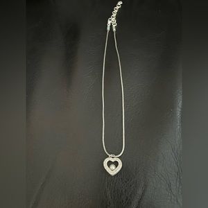 Brighton silver necklace with heart and pearl charm